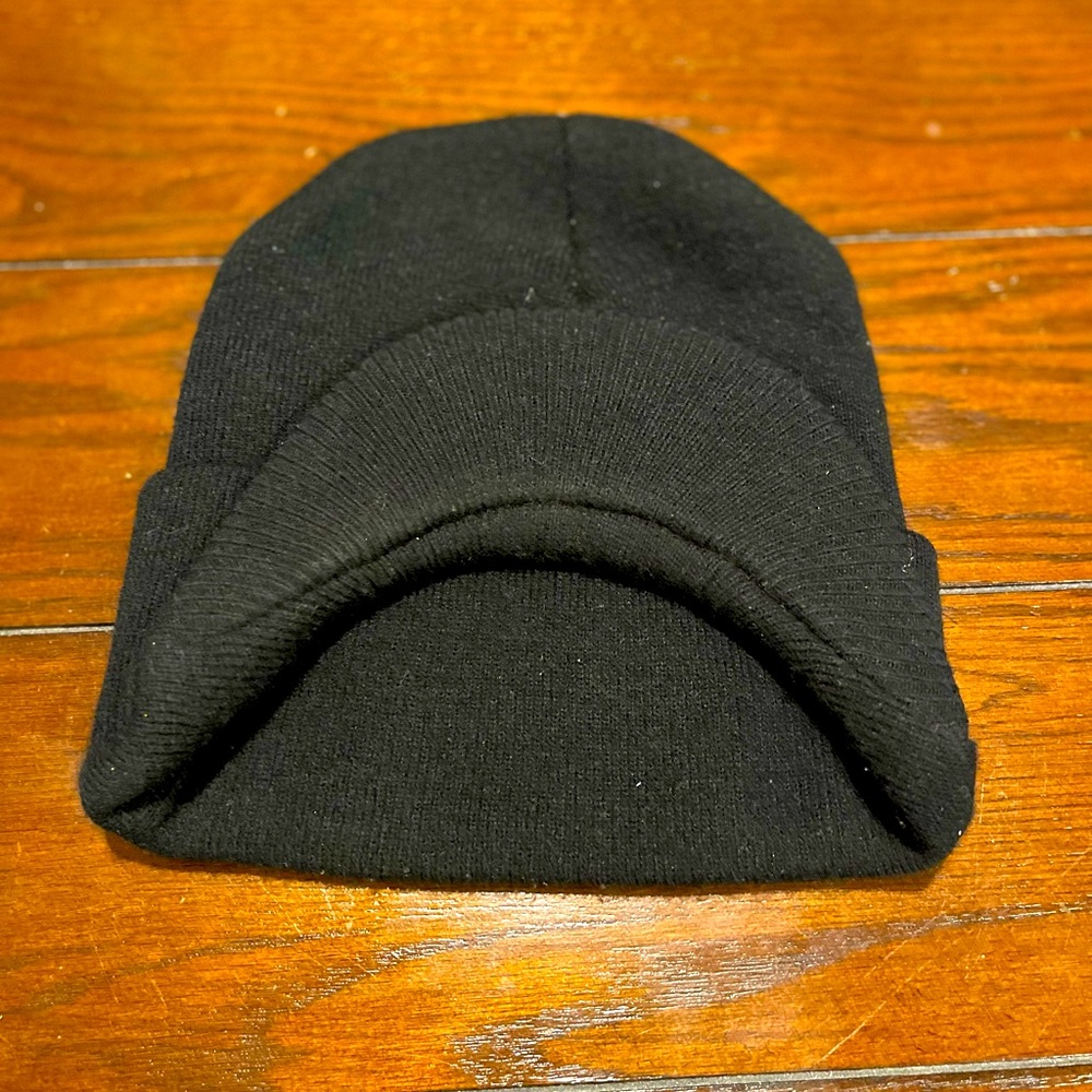 Black Beanie with Brim - OS